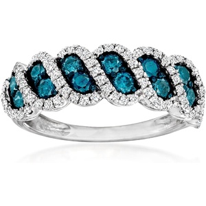 image:imageRossSimons 100 ct tw Blue and White Diamond Ring in Sterling SilverDiamond