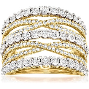 image:imageRossSimons 100 ct tw Diamond MultiRow Ring in 18kt Gold Over SterlingDiamond