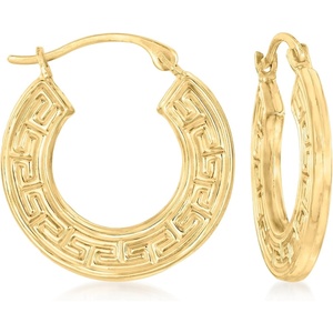 image:imageRossSimons 10kt Yellow Gold Greek Key Hoop Earrings