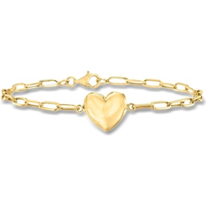 image:imageRossSimons 10kt Yellow Gold Heart Paper Clip Link Braceletno gemstone