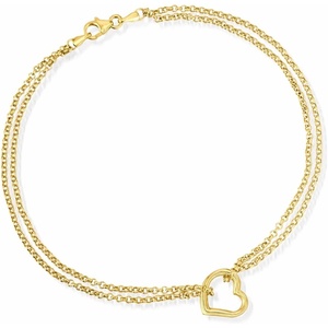 image:imageRossSimons 10kt Yellow Gold Heart Station Anklet 10 inches