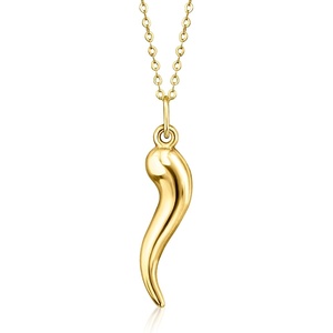 image:imageRossSimons 10kt Yellow Gold Italian Horn Pendant NecklaceNo Gemstone