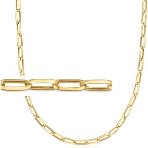 image:imageRossSimons 10kt Yellow Gold Paper Clip Link NecklaceNo Gemstone