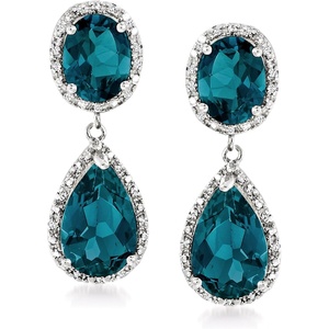 image:imageRossSimons 1100 ct tw London Blue Topaz and 14 ct tw Diamond Drop Earrings in Sterling Silver