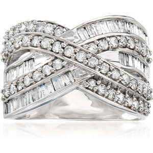 image:imageRossSimons 125 ct tw Baguette and Round Diamond Highway Ring in Sterling SilverDiamond