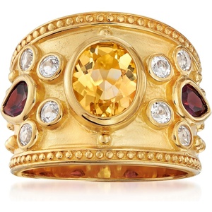 image:imageRossSimons 140 Carat Citrine and 80 ct tw Rhodolite Garnet Ring With 60 ct tw White Topaz in 18kt Gold Over SterlingCitrine