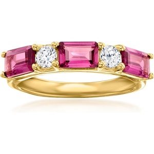 image:imageRossSimons 180 ct tw Rhodolite Garnet and 31 ct tw LabGrown Diamond Ring in 18kt Gold Over SterlingDiamond