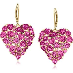image:imageRossSimons 1860 ct tw Rhodolite Garnet Heart Drop Earrings in 18kt Gold Over Sterling