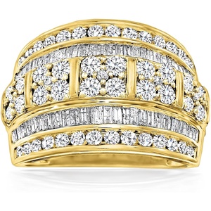 image:imageRossSimons 200 ct tw Baguette and Round Diamond MultiRow Ring in 18kt Gold Over SterlingDiamond