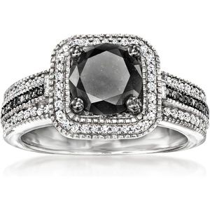 image:imageRossSimons 200 ct tw Black and White Diamond Ring in Sterling SilverDiamond