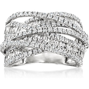 image:imageRossSimons 200 ct tw Round and Baguette Diamond Highway Ring in 14kt White GoldDiamond