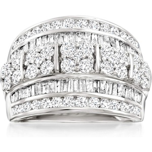 image:imageRossSimons 200 ct tw Round and Baguette Diamond MultiRow Ring in 14kt White GoldDiamond