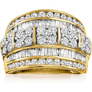 image:imageRossSimons 200 ct tw Round and Baguette Diamond MultiRow Ring in 14kt Yellow GoldDiamond