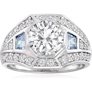 image:imageRossSimons 250 ct tw CZ and 50 ct tw Simulated Aquamarine Ring in Sterling SilverAquamarine