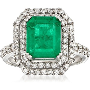image:imageRossSimons 300 Carat Emerald and 160 ct tw Diamond Ring in 14kt White GoldEmerald