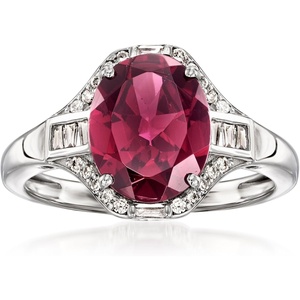 image:imageRossSimons 310 Carat Rhodolite Garnet Ring With 32 ct tw Diamonds in PlatinumRhodolite Garnet