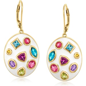 image:imageRossSimons 334 ct tw MultiGemstone Drop Earrings With White Enamel in 18kt Gold Over Sterling