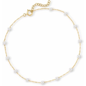 image:imageRossSimons 335mm Cultured Pearl Station Anklet in 10kt Yellow Gold 9 inches