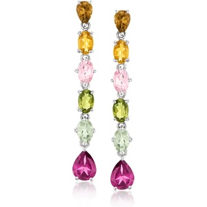 image:imageRossSimons 400 ct tw Multicolored Tourmaline and 250 ct tw Rhodolite Garnet Drop Earrings in Sterling Silver