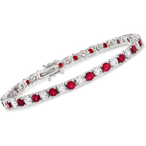 image:imageRossSimons 435 ct tw Simulated Gemstone and 435 ct tw CZ Tennis Bracelet in Sterling SilverRuby