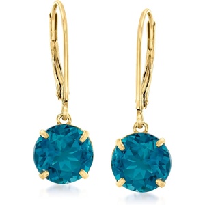 image:imageRossSimons 500 ct tw London Blue Topaz Drop Earrings in 14kt Yellow Gold