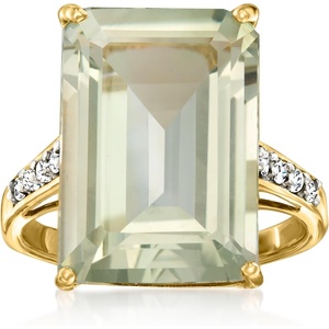 image:imageRossSimons 925 Carat Prasiolite Ring With 16 ct tw Diamonds in 18kt Yellow Goldprasiolitequartz
