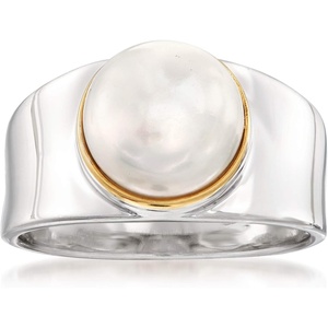 image:imageRossSimons 9510mm Cultured Pearl Ring in Sterling Silver With 14kt Gold
