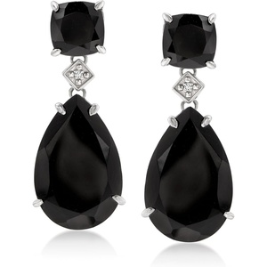 image:imageRossSimons Gemstone Teardrop Earrings with Diamond Accents in Sterling SilverOnyx