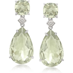 image:imageRossSimons Gemstone Teardrop Earrings with Diamond Accents in Sterling Silverprasiolitequartz