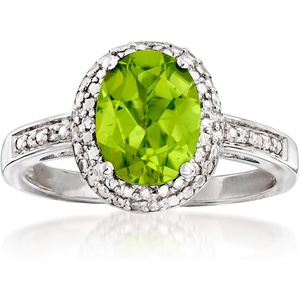 image:imageRossSimons Gemstone and DiamondAccented Ring in Sterling SilverPeridot