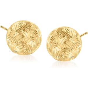 image:imageRossSimons Italian 10kt Yellow Gold DiamondCut Dome Stud Earrings
