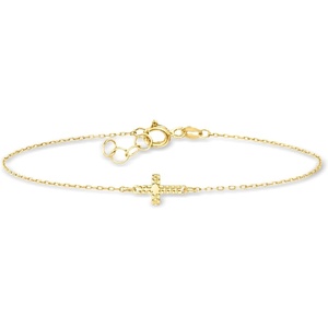 image:imageRossSimons Italian 10kt Yellow Gold Sideways Cross Braceletno gemstone
