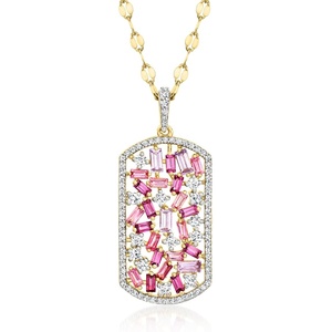 image:imageRossSimons Italian 280 ct tw MultiGemstone Dog Tag Pendant Necklace in 18kt Gold Over Sterling 18 inches