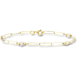image:imageRossSimons Italian 335mm Cultured Pearl Paper Clip Link Bracelet in 10kt Yellow Gold70 Inches