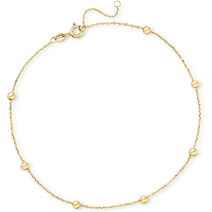 image:imageRossSimons Italian 3mm 10kt Yellow Gold Bead Station Anklet 9 inches