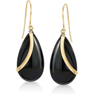 image:imageRossSimons PearShaped Black Onyx Drop Earrings in 14kt Yellow Gold