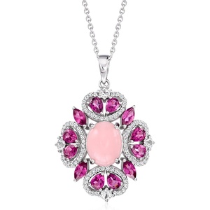 image:imageRossSimons Pink Opal and 240 ct tw Rhodolite Garnet Pendant Necklace With 70 ct tw White Topaz in Sterling Silver 18 inches