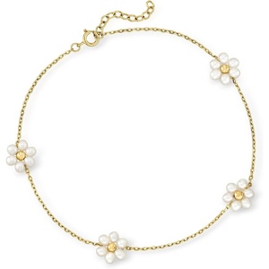 image:imageRossSimons Pure Collection 335mm Cultured Pearl Flower Station Anklet in 14kt Yellow Gold 9 inches
