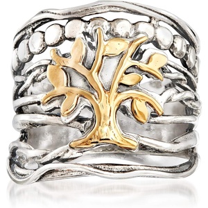 image:imageRossSimons Sterling Silver and 14kt Yellow Gold MultiRow Tree Of Life RingOther