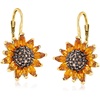 image:imageRossSimons 350 ct tw Citrine and 80 ct tw Smoky Quartz Sunflower Drop Earrings in 18kt Gold Over Sterling