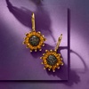 image:imageRossSimons 350 ct tw Citrine and 80 ct tw Smoky Quartz Sunflower Drop Earrings in 18kt Gold Over Sterling