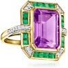 image:imageRossSimons 700 Carat Amethyst 80 ct tw Emerald and 20 ct tw Diamond Ring in 14kt Yellow GoldAmethyst