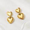 image:imageRossSimons Italian 10kt Yellow Gold DoubleHeart Drop Earrings