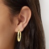 image:imageRossSimons Italian 10kt Yellow Gold Textured and Polished Oval Hoop Earrings
