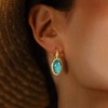 image:imageRossSimons Turquoise and 30 ct tw White Topaz Drop Earrings in 18kt Gold Over Sterling