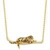 image:imageRossSimons 010 ct tw White Topaz and Black Enamel Tiger Bar Necklace With Rubies in 18kt Gold Over Sterling 18 inches