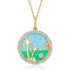 image:imageRossSimons 030 ct tw White Topaz Beach Pendant Necklace With Multicolored Enamel and Swiss Blue Topaz in 18kt Gold Over Sterling 18 inches