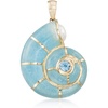 image:imageRossSimons 1100 ct tw Aquamarine 657mm Cultured Pearl and 30 Carat Sky Blue Topaz Shell Pendant in 14kt Yellow Gold