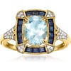 image:imageRossSimons 150 Carat Aquamarine and 70 ct tw Sapphire Ring With 12 ct tw Diamonds in 14kt Yellow GoldAquamarine