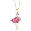 image:imageRossSimons 160 ct tw Pink Topaz and 30 ct tw White Zircon Flamingo Pendant Necklace With Single Black Spinel in 18kt Gold Over Sterling 18 inches
